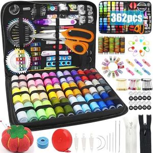 TAVADA 362pcs Naaiset,Naaikit,DIY Premium Naaibenodigdheden Bevat 41 Rollen Garen met Gereedschapsset,Draagbaar Naaigereedschap voor Thuis,Naaitoebehoren voor Thuis,Op Reis en in Noodgevallen