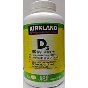 KIRKLAND SIGNATURE 308480 Extra Sterkte Vitamine D3, 600 Capsules, 50 mcg, 2000 IE