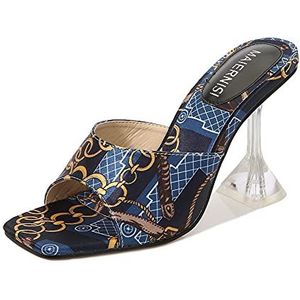 Stijlvolle bonbonkleurige Assepoester Crystal High Heel Sandalen in grote maten, trendy en glamoureuze vismond sandalen met hoge hak voor een modieuze look., blauw, 42 EU