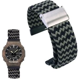 Hoge elastische nylon horlogeband geschikt for Casio DW5600 GW-5000 GW-M5610 GA2100 GA-2100 DW-5600 GM2100 Mode stoffen horlogeband armband (Color : Dark green, Size : 16mm)