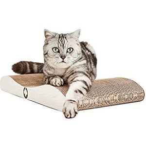 CanadianCat Company ® | Scratch karton Comet L | lichtgrijs | Kat meubilair, krabplank | XL kwaliteit karton + kattenkruid | ca. 60 x 29 x 7 cm