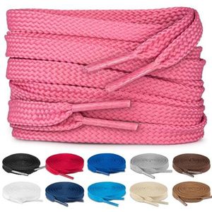 TULMERO SULPO 2 paar platte veters 8 mm voor schoenen, roze, 45 cm - 2 Paare