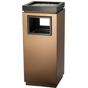 Buitenafvalbak, Roestvrijstalen afvalbak for recycling, asbak for buiten for hotellobby(Black gold)