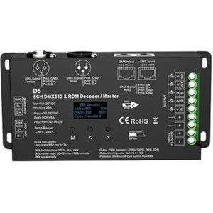 12-24V DMX512 CV OLED D5 uitgerust met XLR3 RJ45 8/16Bit 5CH PWM 0-100% dimdecoder hoofdcontroller geschikt
