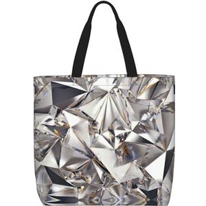 OdDdot Perzik Pioen Print Tote Bag, Hobo Bag Crossbody Tas Voor Vrouwen Grote Capaciteit Mama Tas Schoudertas, Glitter abstracte diamant kristal patroon, Eén maat