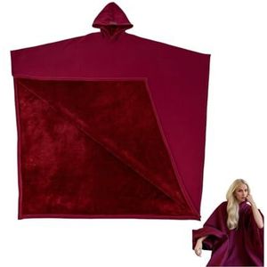 Syzplnwy Arcane Hoodie Draagbare Deken, Punk Extra Lange Hooded Cape voor Volwassenen, Super Zachte Warme Unisex Poncho Mantel voor Lounge en Outdoor, Rood, 1 Pack