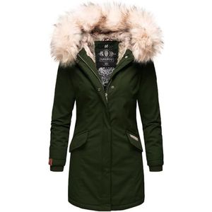 Navahoo Winterjas voor dames, parka, mantel, winterjas, warm imitatiebont, premium B669, olijfgroen, L