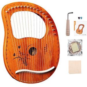 Kleine draagbare harp, 19 liter harp, snaarinstrument, metalen snaarinstrument, mahonie snaarinstrument, lier, gemakkelijk te gebruiken, met stemsleutel en touwen, enz., B