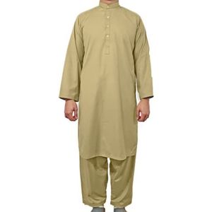 Desert Dress Bruin Pakistan Indian Kurta Heren Jongens Jurk Pak 2 Stuk Shirt Broek Salwar Kameez, Bruin, L