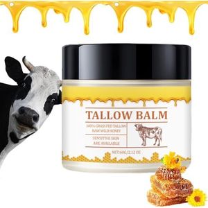 Based Supplies Tallow and Honey Balm, Bilxco Beef Tallow for Face, Organic Grass Fed Beef Tallow Balm, Whipped Tallow Honey Balm, Tallow Face Moisturizer (1Pc)