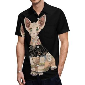 Pride Sphynx Cat-shirt voor heren, casual, korte mouwen, met zak, zomer, strand, blouse, top, XS