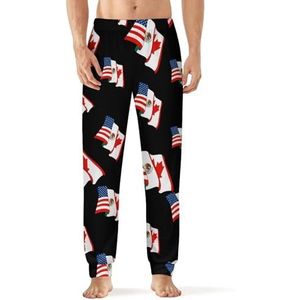 USA Mexicaanse Canada Vlag Mannen Pyjama Broek Zachte Lounge Bottoms Met Pocket Slaap Broek Loungewear