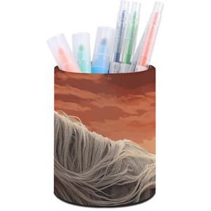 Rrtsmsgh Romantische Mustang Penhouder voor Bureau Minimalistische Make-up Borstelhouder Lederen Potlood Houder Multifunctionele Kantoorbenodigdheden Eco-vriendelijke Bureau Opslag voor Kantoor Home