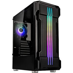ATX Inspire K10 RGB, middelgroot, met glazen paneel, zwart