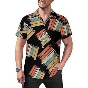 Retro jaren '70 Chicago heren casual button-down shirts korte mouw Cubaanse kraag T-shirts tops Hawaiiaans T-shirt S