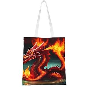 NALoRa Dragon King In Firecanvas Draagtassen, Boodschappentassen, * # Herbruikbare Tote Bags voor promoties, winkelen, evenementen dagelijks gebruik, Zwart, Eén maat