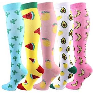 Cheeroyal 5 paar compressiekousen 20-30 mmHg voor mannen/vrouwen herstel verpleegkundige hardlopen moederschap zwangerschap vlucht reizen medische gezondheidssport, 7, L/XL