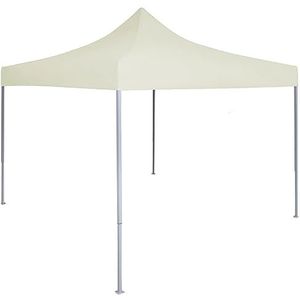 Homgoday Professioneel opvouwbaar paviljoen, 2 x 2 m, van staal, crème, buitenmeubels, voor tuin, balkon, terras, tuinpaviljoen, opvouwbaar