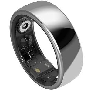 aabo Ring, Health & Fitness Tracker Smart Ring, Geavanceerde Slaapmonitoring, Stress & Activiteit Tracking, Titanium, IP68 Waterdicht (US Maat No 8, Draadloos, StellarSilver)
