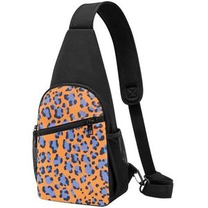 YLQHZW Oranje En Blauw Luipaard Print Sling Bag Crossbody Schouder Borst Tas Reizen Wandelen Rugzak Dagrugzak Voor Vrouwen Mannen, Oranje en blauwe luipaardprint, Eén maat