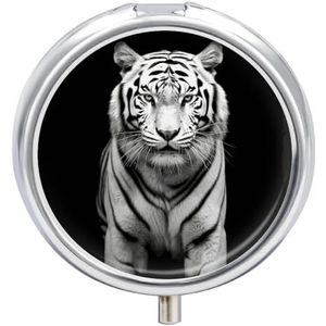 Draagbare Pillendoos Pil Case Zwart en Wit Tijger Reizen Pillendoos Kleine Pil Case Dagelijkse Pil Container Pil Organizer Pocket Geneeskunde Doos Leuke Pil Case