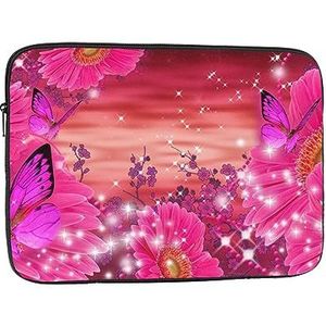 Laptop Sleeve Roze Bloem Paars Vlinder Slanke Laptop Case Cover Duurzame Aktetas Shockproof Beschermende Notebook Case 30 cm