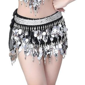 Optreden Buikkostuum, Dames Dans Accessoires Pailletten Tailleband Transparant Garen Kralen Franjes(Silver)