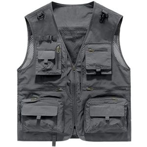 Pegsmio Outdoor Vest Voor Mannen Katoen Slim-Fit Grote Pocket Jas Ademend Streetwear Vest, Gray9, XL