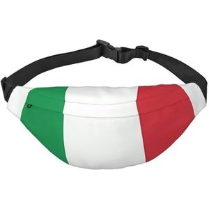 Italië vlag bergbeklimmen, reizen en hardlopen heuptas, 3 ritsvakken, extra grote capaciteit, unisex, geschikt voor verschillende activiteiten, Zwart, Eén maat