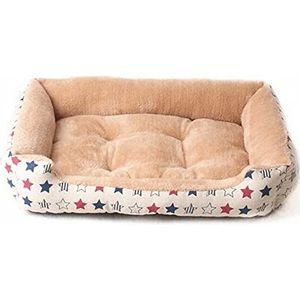 Hondenbedden voor grote honden Kleine honden Warme Zachte Hond Matras Couch Wasbare Huisdier Slaapbanken Kooi Mat (Color : Beige star, Size : L 70cm)