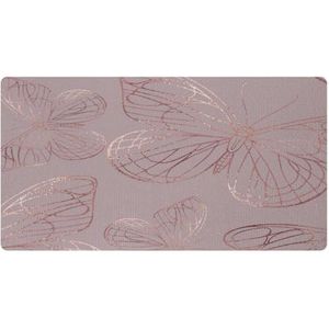 VAPOKF Roségouden textuur vlinder keukenmat, antislip wasbaar vloertapijt, absorberende keukenmatten loper tapijten voor keuken, hal, wasruimte