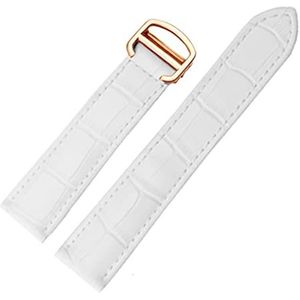 ENICEN Horlogeband Echt lederen horlogeband 18/20/22 mm Armband Compatibel met mannen/vrouw Vervang horlogebanden Compatibel met Tank Solo (Color : White rose gold, Size : 16mm)