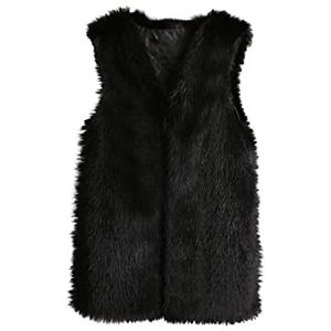 beetleNew Vrouwen Faux Fur Gilets Sale Clearance Medium Lengte Slim Fitting Faux Fur Vest Warm Vrouwen Mouwloze Vest Jas Faux Tops Uitloper, Zwart, XXL