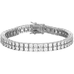 10 punten diamanten moissanite dubbele rij diamanten armband paar S925 forsterling zilver luxe volledige diamanten niche ontwerp (Color : 21cm)