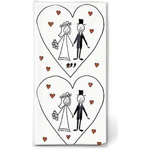 Zakdoeken (set van 6 / 60 stuks) 4-laags Just married bruiloft liefde