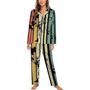 Retro Stijl Jiu Jitsu Vrouwen Lange Mouw Button Down Nachtkleding Zachte Nachtkleding Lounge Pyjama Set XL