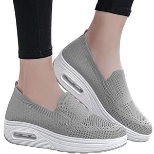 Loupsiy Orthopedische sneakers voor dames Orthopedische Platform Sneakers Comfort Ademende Mesh Stretch Sneakers Casual Wandelschoenen Grijs 37 EU