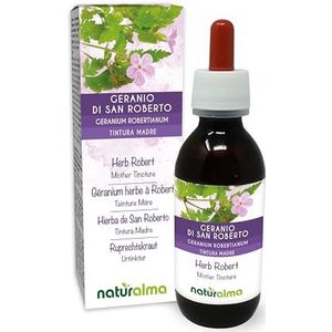 Robertskruid of Stinkende ooievaarsbek (Geranium robertianum) kruid met bloemen Alcoholvrije moedertinctuur Naturalma - Vloeibaar extract druppels 120 ml - Voedingssupplement - Veganistisch