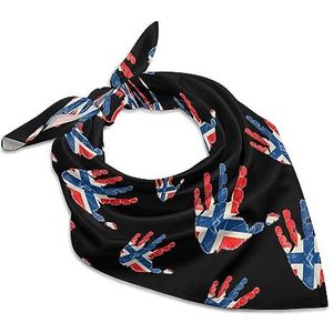 Noorse vlag palmbandana's voor mannen vrouwen vierkante kop zijden sjaal lichtgewicht wikkel hals zakdoek halsdoek 45,7 cm x 45,7 cm