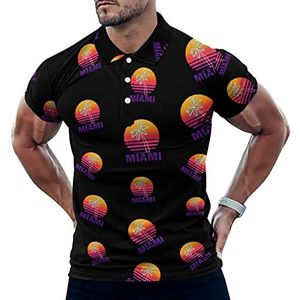 Miami Zomer Palmboom Casual Poloshirts Voor Mannen Slim Fit Korte Mouw T-shirt Sneldrogende Golf Tops Tees S