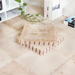 Zeyeo 36 Stuks 0,4 Inch Dikke Pluche Schuim In Elkaar Grijpende Vierkante Puzzeltapijt - Snijdbare, Antislipmatten Voor Thuis- En Commercieel Gebruik(Camel)