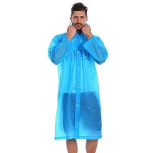 Regen Poncho Regenjas 5 Stks Unisex Lange Regenjas Met Capuchon, Herbruikbare Transparante Regenponcho's, EVA Waterdicht Regenponcho (Color : Blue, Size : One size)