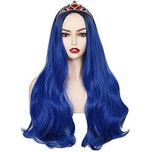 Pruik Natuurlijk Half Blauw/roze Hittebestendige Vezel Haar voor Vrouw en Meisjes Halloween Cosplay Kostuum Themafeest (One Size,A2)