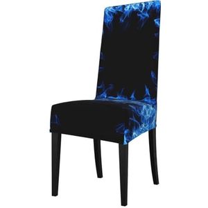 KemEng Blauwe vlam omcirkeld, stoelhoezen, stoelbeschermer, stretch eetkamerstoelhoes, stoelhoes voor stoelen