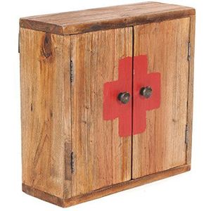 DESIGN DELIGHTS MEDISCHE KAST MEDIC 35 | 35x35x13cm (HxBxD), gerecycled hout | shabby chick wandkast, medicijnkast, EHBO-box kast van hout | Kleur: 01 natural-vintage