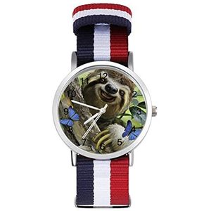 Luiaard en vlinder automatisch horloge voor mannen vrouwen mode quartz horloge armband polshorloge voor thuiskantoor