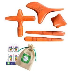 Lungcha Traditionele Thaise massage houten stokgereedschap, reflexologie, acupunctuurpunt gua sha voor lichaam, voet, hand, hoofd, gezicht, neus, nek, rug, taille massage (Set 4 lichaam hand voetmassage)