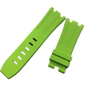 28mm zwart blauw 15703 natuur rubberen siliconen horlogeband heren horlogeband band geschikt for Ap Bekijk Audemars en Piguet Riem Logo Tools (Color : Neno green, Size : With rose buckle)