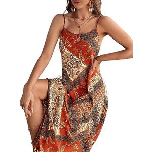 jurken voor dames Cami-jurk met lage rug en paisleyprint (Color : Multicolore, Size : XL)