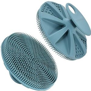 INNERNEED Food-grade zachte siliconen body scrubber doucheborstel handheld reinigende huidborstel, zacht exfoliërend en goed schuimen (donkergroen)